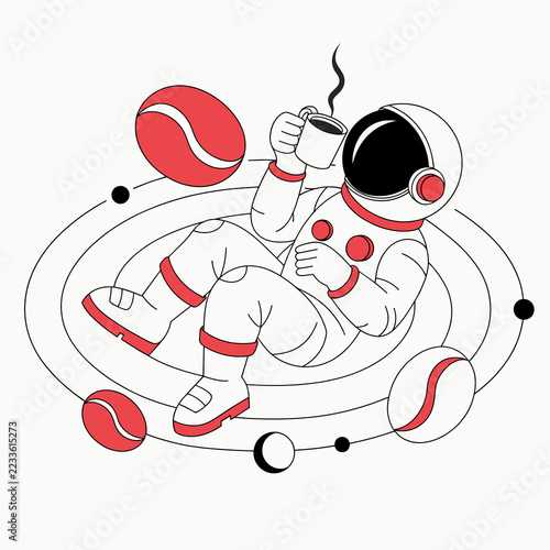 Funny Astronaut Drinking Coffee Outer Space T-Shirt Design