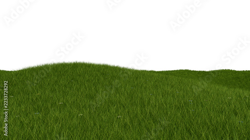 Fotografie Green grass hills isolated on transparent background for landscape design and na