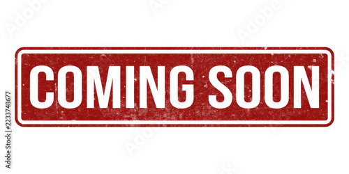 Fotografie Coming Soon Stamp, Bold Red Grunge Banner for New Product Launch