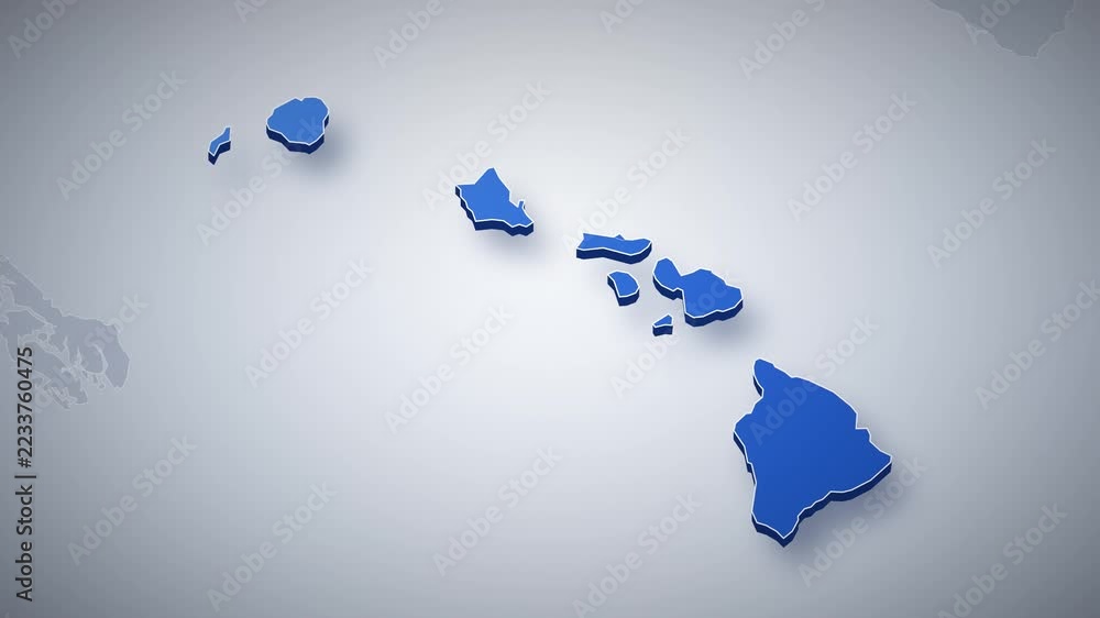 Hawaii state map animation, camera zooms from USA map into 3D Hawaii ...