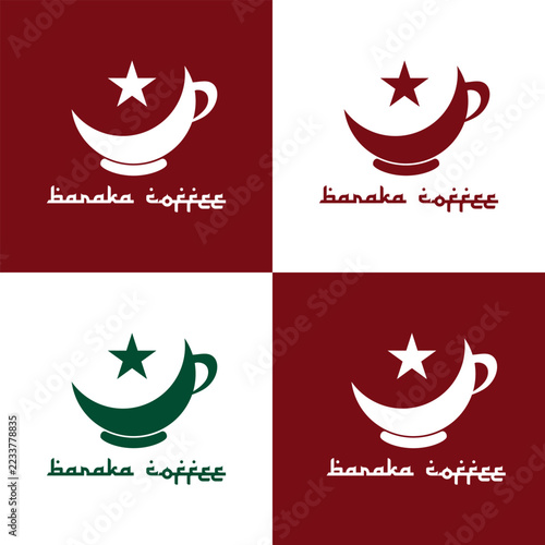 Vector illustration of baraka coffee, Islamic theme coffee vector logo set