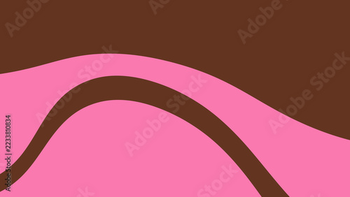 Sweet melting chocolate and pink strawberry icing glaze background. Melted syrup or dripping liquid sauce. Minimalist sweet chocolate and strawberry pink background. Minimalist wavy background.
