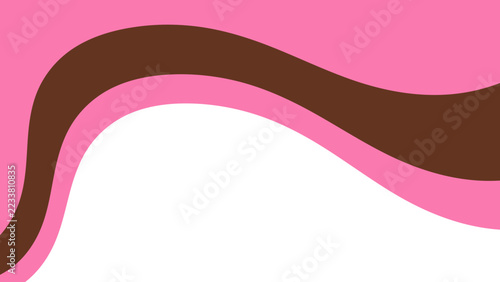 Sweet melting chocolate and pink strawberry icing glaze background. Melted syrup or dripping liquid sauce. Minimalist sweet chocolate and strawberry pink background. Minimalist wavy background.