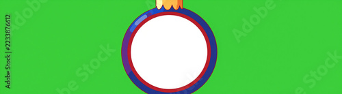 shot large colorful christmas bauble blank white center suspended bright green chroma key screen