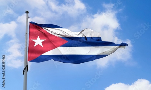 Obraz na plátně Cuba flag - realistic waving fabric flag