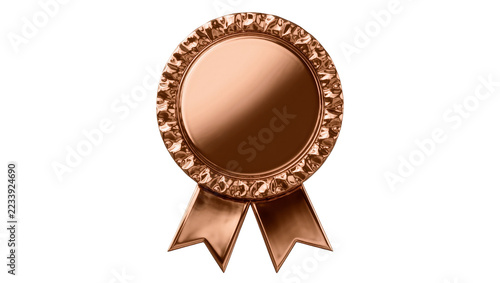 Obraz na plátně Isolated elegant bronze rosette medal with textured border and classic award rib