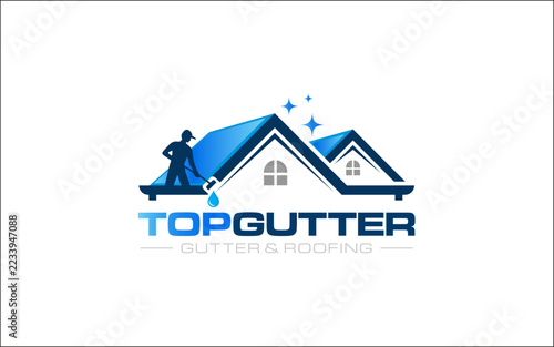Illustration graphic vector of gutters and roofing services logo design template