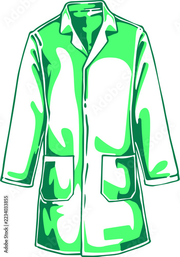Stylized green laboratory coat with long sleeves