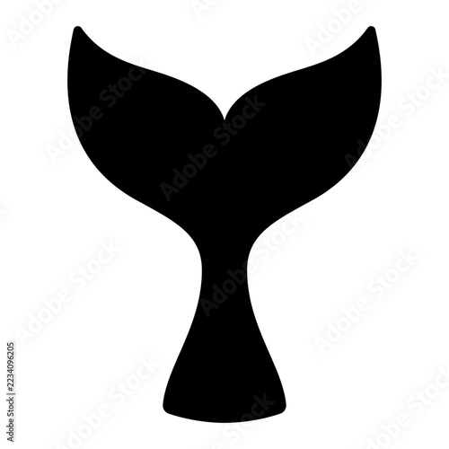 Vector Whale Tail Silhouette on White Background