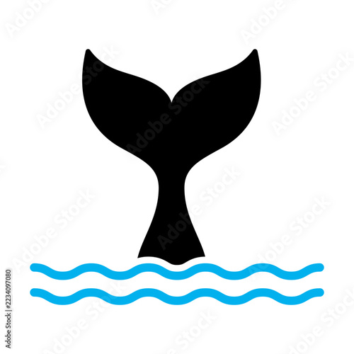 Vector Whale Tail Silhouette on White Background