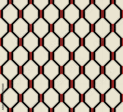 Japanese Hexagon Line Net Vector Seamless Pattern
