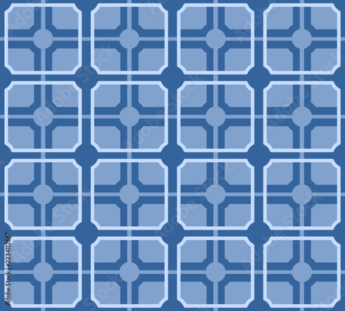 Japanese Plaid Mosaic Vector Seamless Pattern