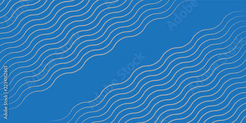 Blue Background with Soft Wavy Silver Lines Seamless Pattern