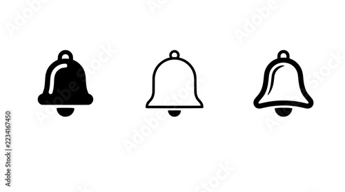 Bell silhouettes set with notification symbol, alert and sound for app and web