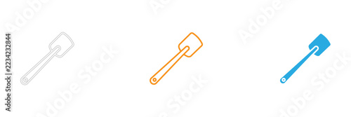 Obraz na plátně Set of three kitchen spatula icons in outline and solid styles for cooking and b