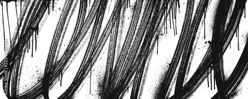 Abstract punk grunge graffiti brush strokes background. Spray paint vandal wall texture with paint splatters and drips. Brush marker thick or bold distressed strokes. Graffiti street art urban design.