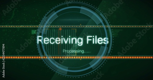 Showing central HUD reading Receiving Files and Processing
