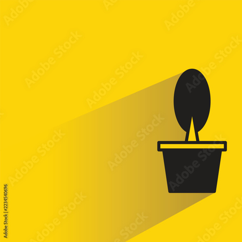 tree houseplant pot icon with shadow yellow background