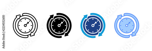 Time icon set multiple style collection