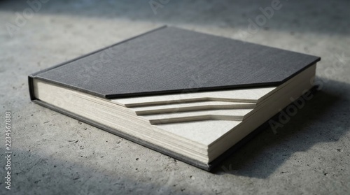 Architectural design book with creative stepped paper edges and grey cloth cover