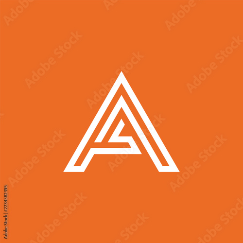 White letter A monogram logo design on an orange background for modern branding