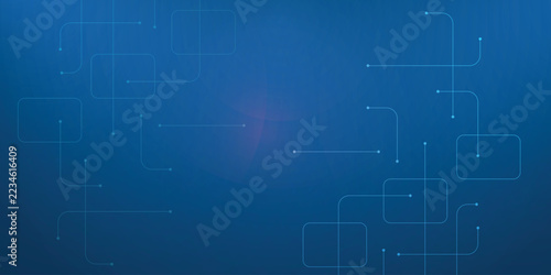 Abstract Dark Blue Technology Background with Light Digital Circuit Lines, Cyber Network Data Node Connection, Futuristic Tech Geometric Banner, Copy Space Vector EPS 10