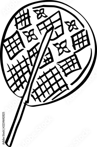 Woven Hand Fan Doodle Icon