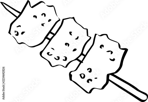 Grilled Pork Skewer Doodle Icon