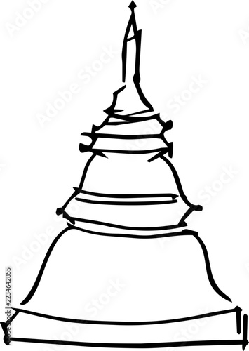 Thai Pagoda Stupa Doodle Icon