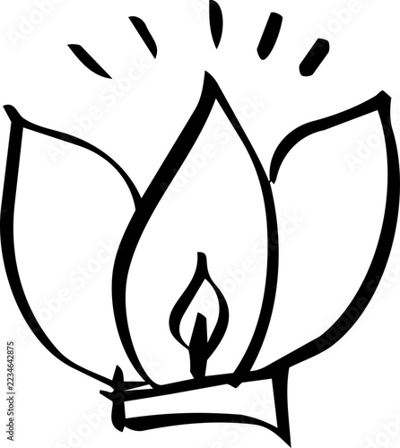 Pointed Petal Lotus Krathong with Candle Doodle Icon