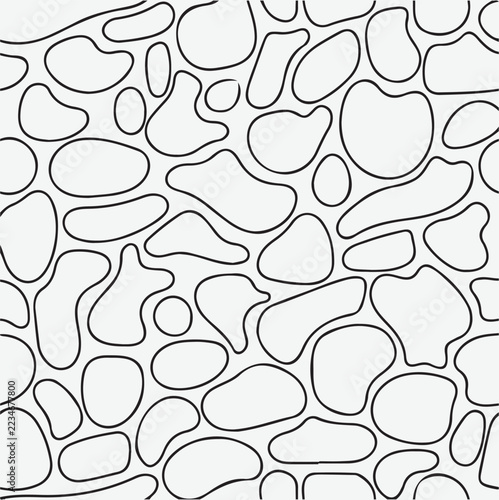 Seamless pattern of organic pebble shapes outline