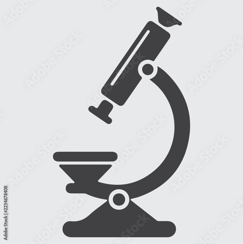 Simple microscope icon for science and laboratory research