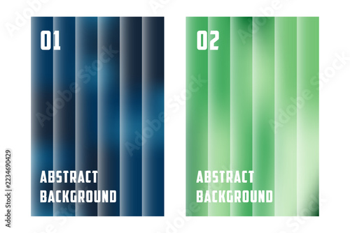Two abstract vertical striped backgrounds in blue and green gradient colors
