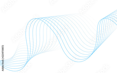 Soft color wavy lines creating fluid motion graphic design on solid white backdrop.