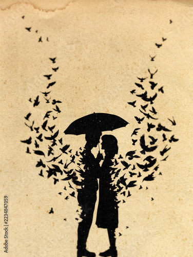 Fotografie Lovers under umbrella