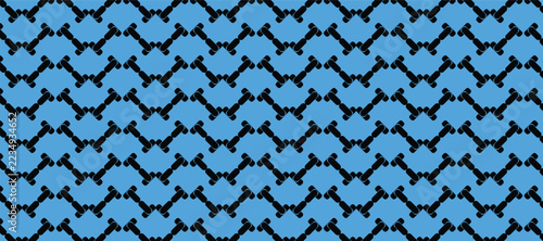 Sky blue and black lattice pattern with small interlocking heart shapes, repeating mesh texture background, vector illustration