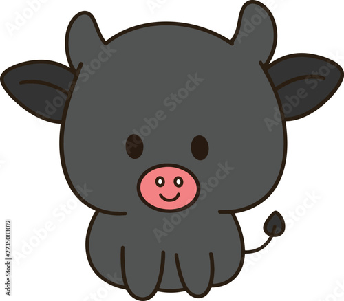Cute buffalo cartoon little calf hand drawn minimalist illustration sticker baby nursery design