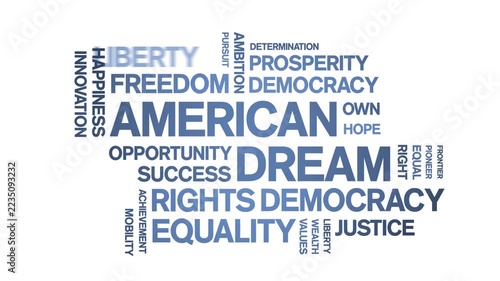 American Dream animated word cloud-animation tag kinetic typography seamless loop.