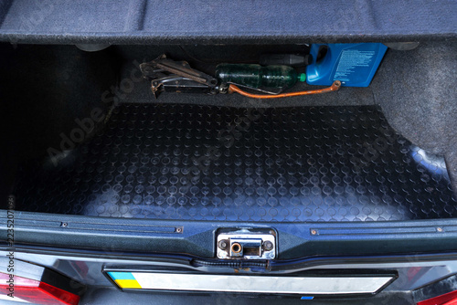 not new car inside instrument panel front seats and rear