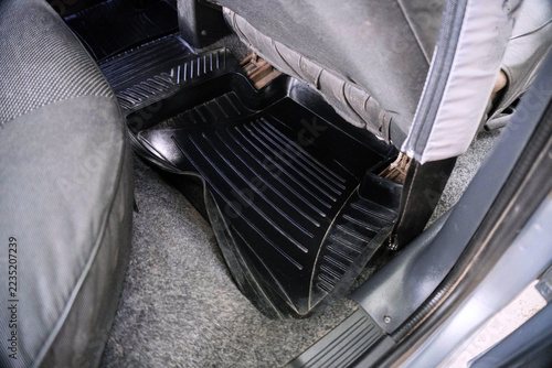 not new car inside instrument panel front seats and rear