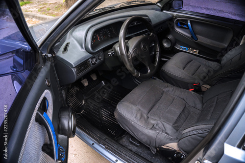 not new car inside instrument panel front seats and rear