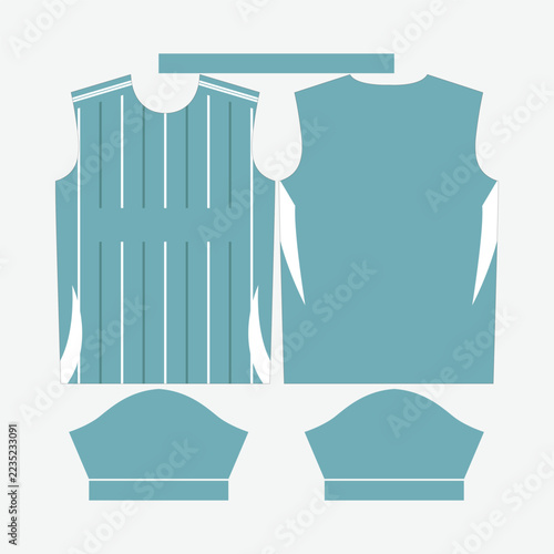 Light Blue and White Vertical Striped Sports Jersey Design Mockup Template with Sublimation T-Shirt Vector Layout