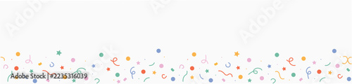 Colorful Festive Confetti and Celebration Doodle Border on White Background