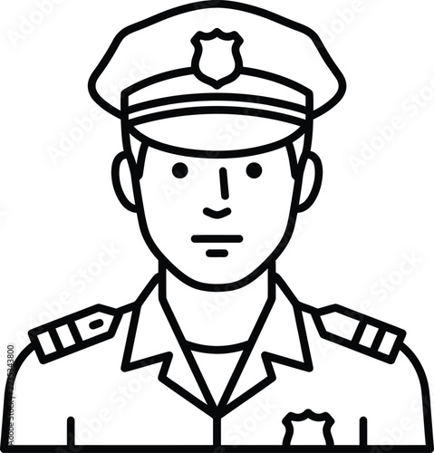 Police Officer Avatar Line Icon for Law Enforcement Security and Justice