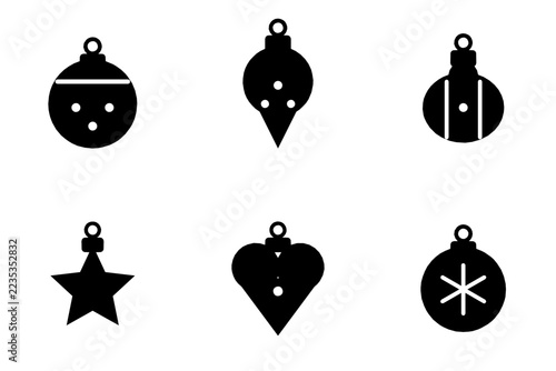 Christmas Ornaments Icon Set Vector Illustration
