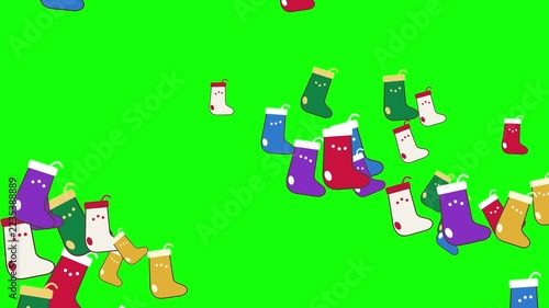 Festive Christmas Stocking Pattern Animation 4K With Falling Colorful Holiday Decorations