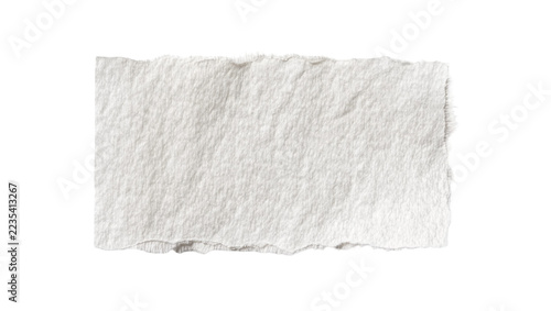 Rough torn white paper fragment with textured surface, isolated on transparent background