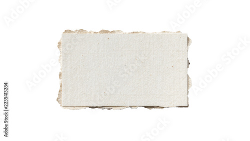 Rough torn paper rectangle with textured surface, isolated on transparent background