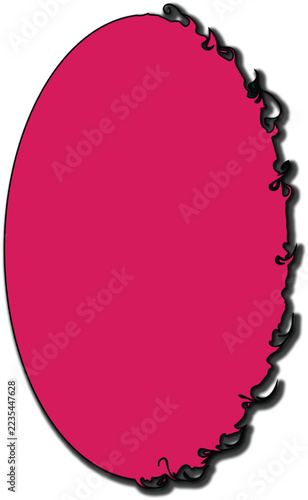 A pink oval geometric shape featuring a textured grunge border effect design element white background graphic asset set