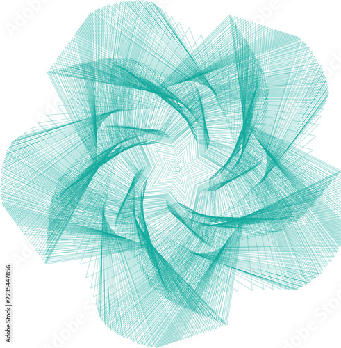 Abstract cyan floral pattern with intricate swirling lines on a white background ornament creative backdrop composition ornamentation